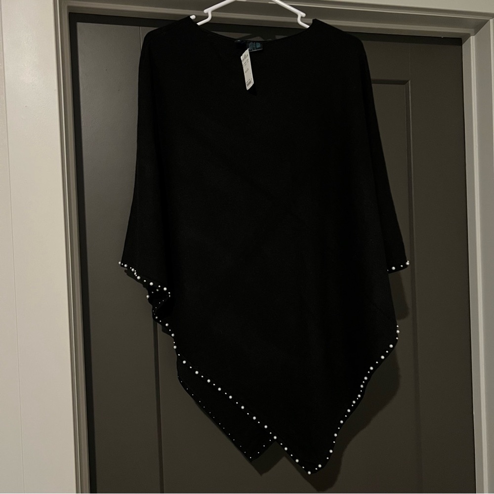 Janie Besner Black Poncho Sweater